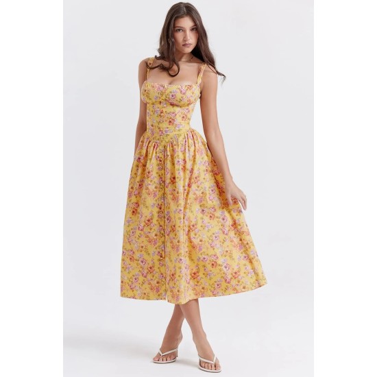 BUTTER PRINT MIDI SUNDRESS