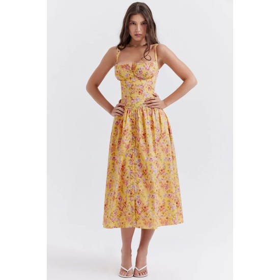 BUTTER PRINT MIDI SUNDRESS