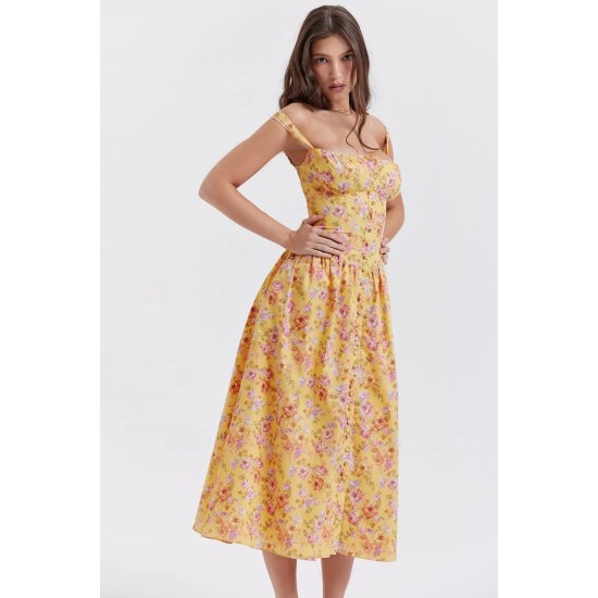 BUTTER PRINT MIDI SUNDRESS