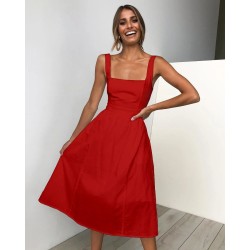 SEXY PARTY SOLID COLOR DRESS