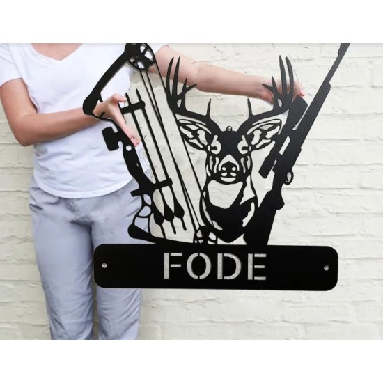 Personalized deer tag family metal art 