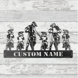 Custom Motocross Family Dad Mom Daughter Metal Wall Art Sign