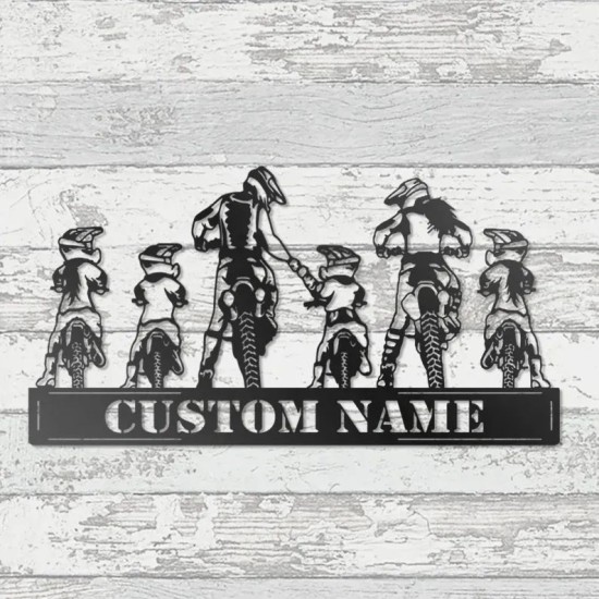 Custom Motocross Family Dad Mom Daughter Metal Wall Art Sign