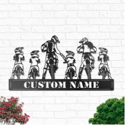 Custom Motocross Family Dad Mom Daughter Metal Wall Art Sign