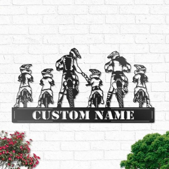 Custom Motocross Family Dad Mom Daughter Metal Wall Art Sign