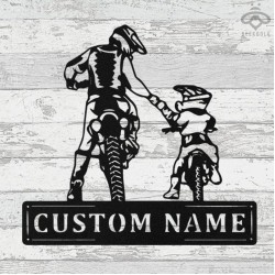 Custom Motocross Family Dad Daughter Metal Wall Art Signs