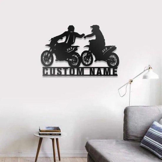 Custom Couple Biker Metal Wall Art