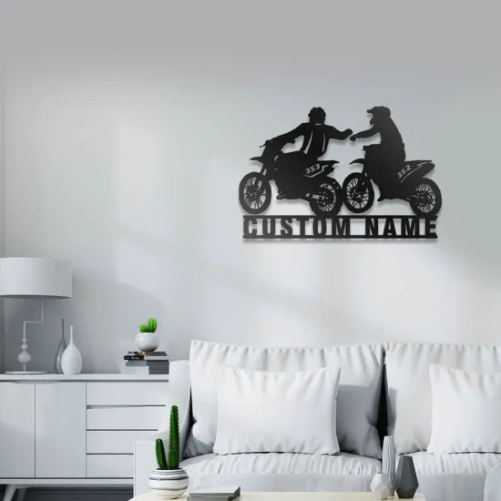 Custom Couple Biker Metal Wall Art