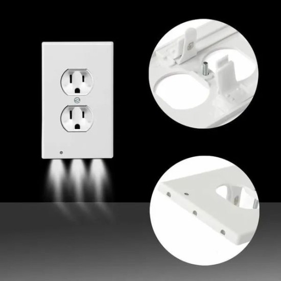 Outlet Wall Plate With LED Night Lights-No Batteries or Wires